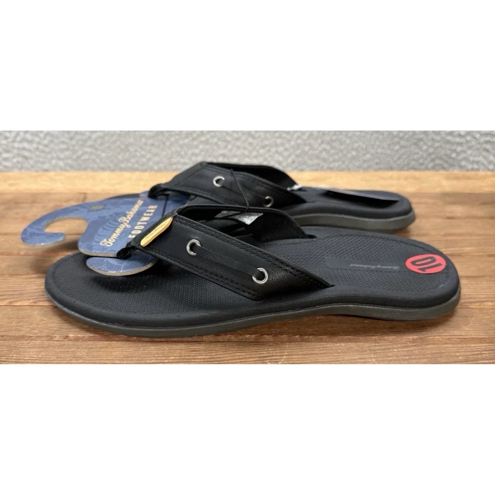Tommy Bahama Sandals Mens 10 Black TBF Coast Flip Flops Beach Summer Casual NEW